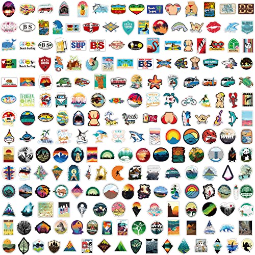 Image of Beach Stickers 200 Pcs Summer Beach Sticker Pack, Waterproof Vinyl Stickers for Water Bottles, Laptop, Scrapbooking, Journaling, Skateboard, Notesbook, Luggage, Tumbler, Binder, Cup, Guitar, Diary etc