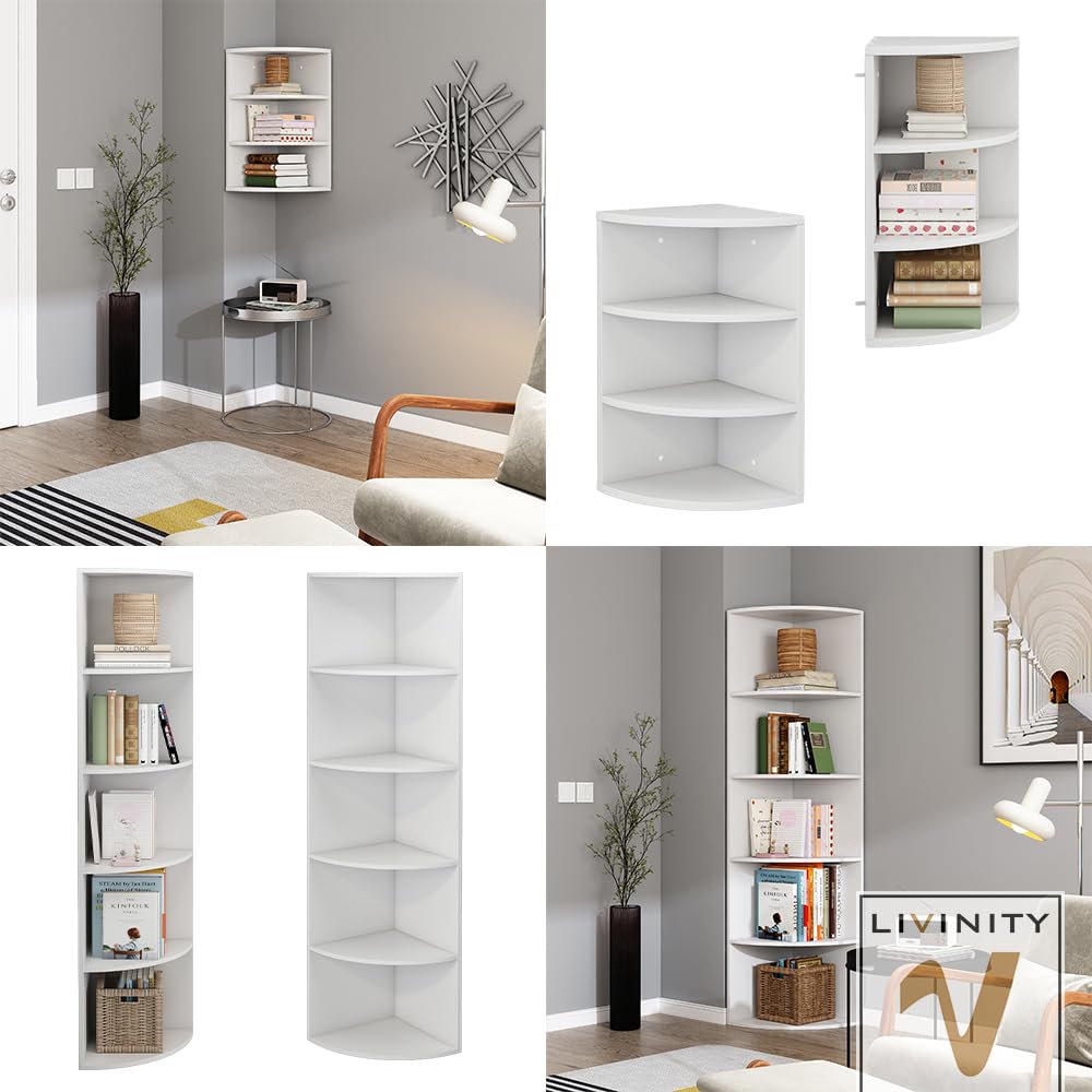 Vicco Libreria Fabienne, Bianco, 40 x 180 cm con 5 scomparti, adatto al montaggio a parete per una configurazione flessibile degli spazi