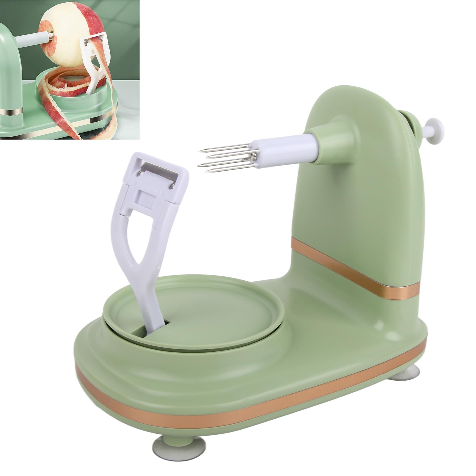 Pelador de Manzanas con Manivela, Utensilio de Cocina Giratorio Manual, Máquina Cortadora de Cáscara de Frutas con Acero Inoxidable PP, Ideal para Uso Doméstico en la Cocina