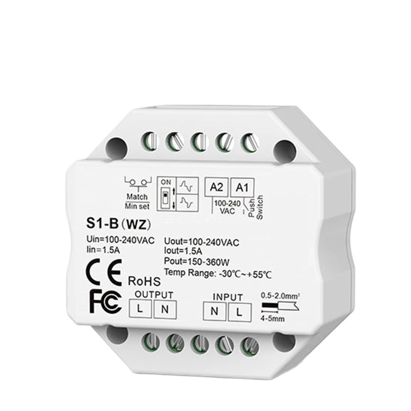 LED Dimmer Controller 220V 230V 110V 2.4G Remote Control AC Triac Dimmer Button Switch for LED Bulb 220V S1-B(RM1 Remote Only)