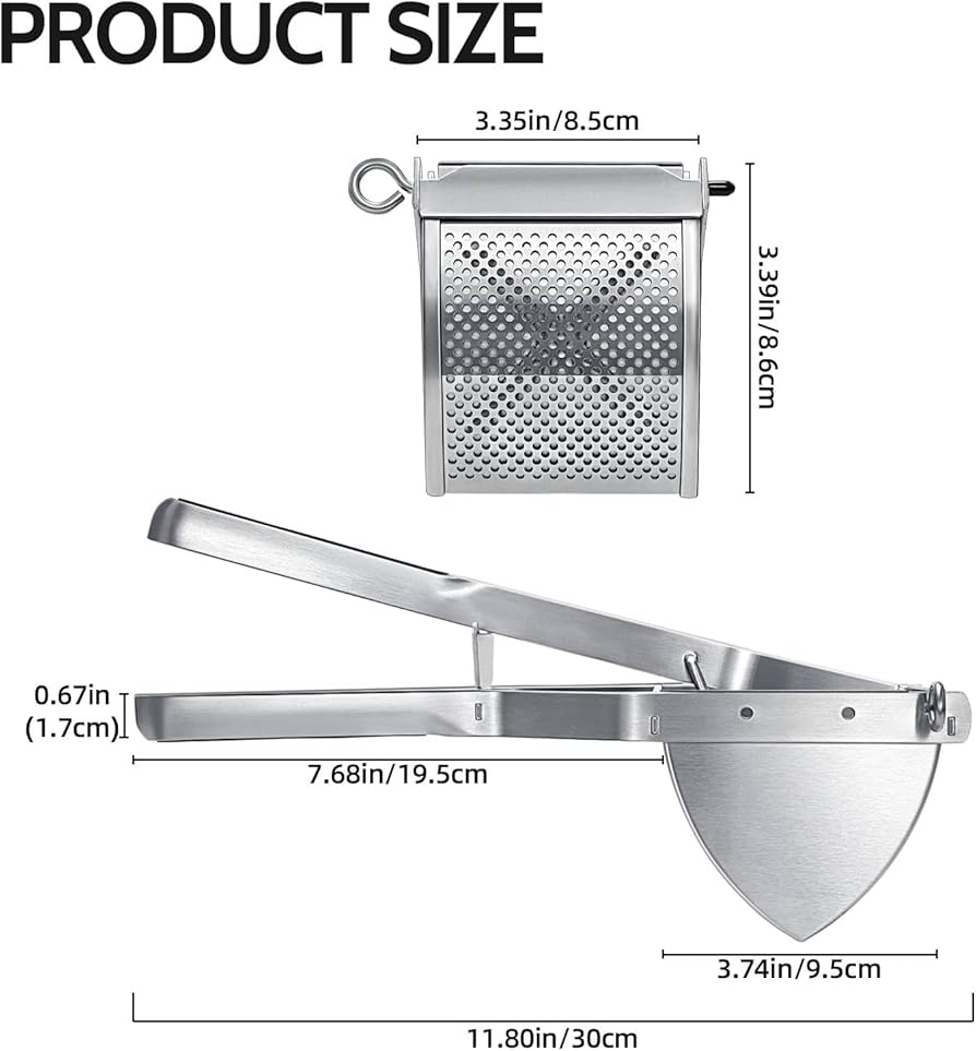 Sopito Aardappelpers - Roestvrij Staal | Voor Aardappelpuree En Babyvoeding | Capaciteit 0,6 Liter | Ergonomisch Handvat