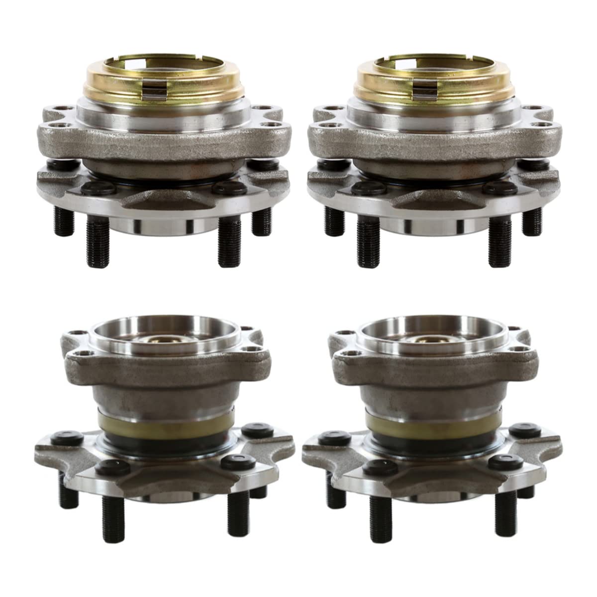 AutoShack Front & Rear Wheel Hub Bearing Assemblies with ABS Replacement for 2004-2009 Nissan Quest 4-PC