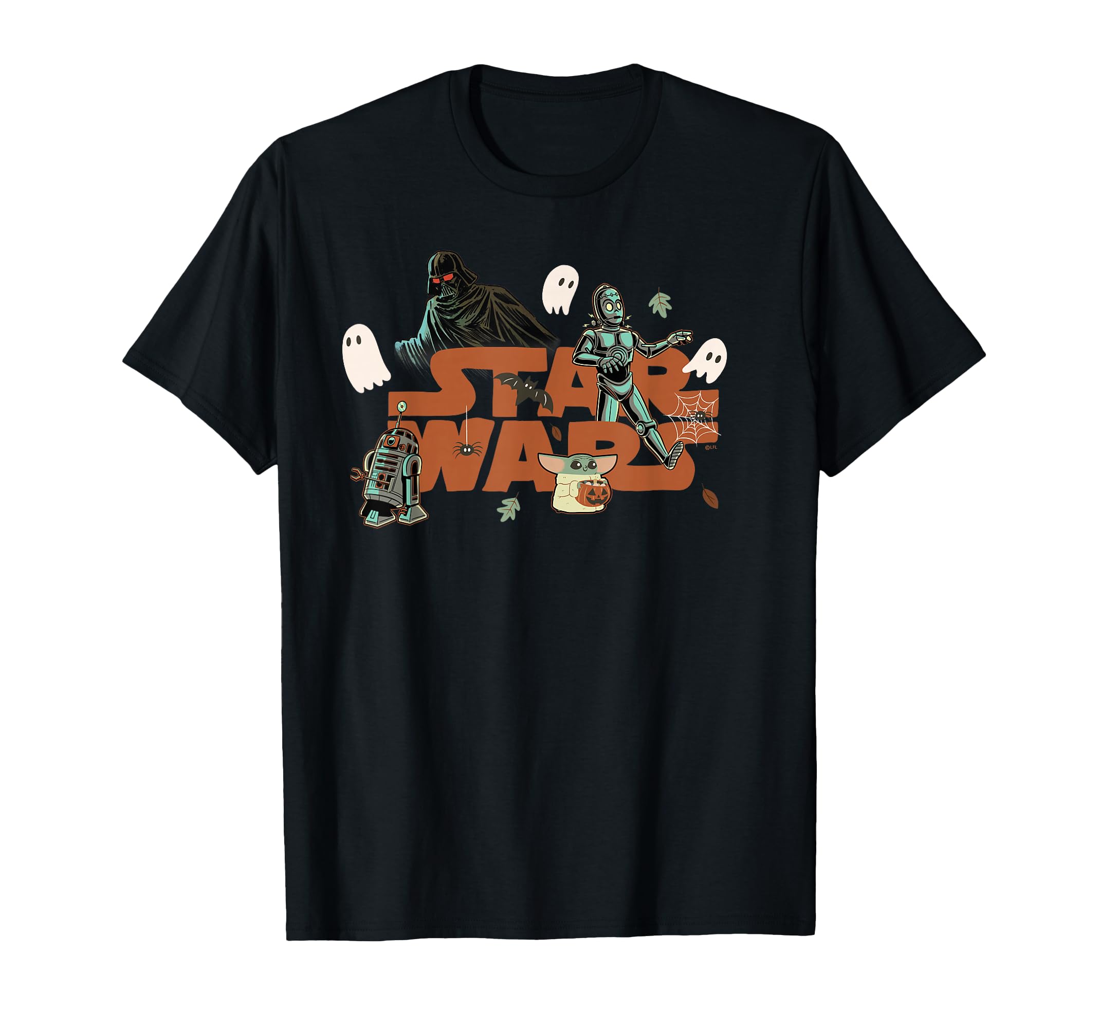 Star Wars Logo Grogu Darth Vader R2-D2 C-3PO Fall Halloween T-Shirt