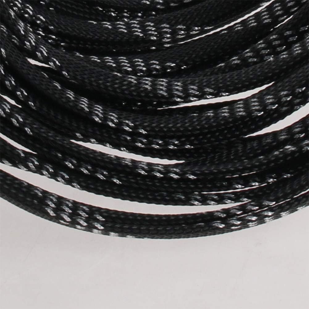 Bettomshin 1Pcs 32.8Ft PET Braided Cable Sleeve, Width 8mm Expandable Braided Sleeve for Sleeving Protect and Beautify The Industrial, Electric Wire Electric Cable Black and Silver : Electronics