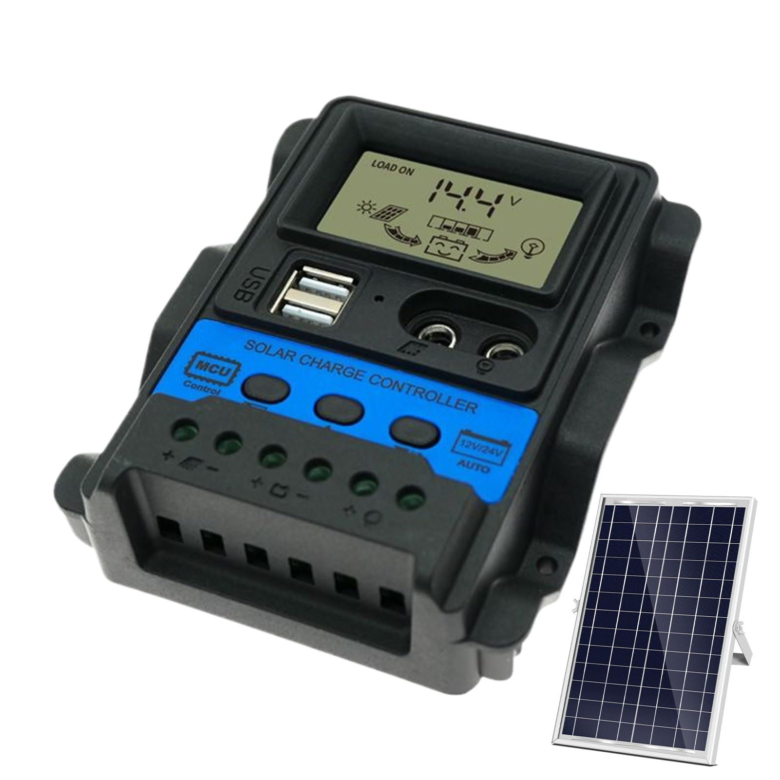 Régulateur intelligent pour VR et bateau : contrôleur de charge solaire 30A double USB LCD