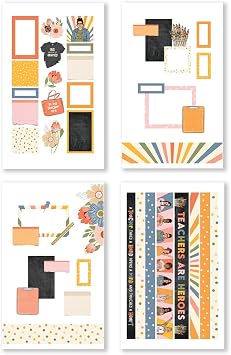 Rongrong Teacher Planner Stickers Book for Planners, Calendars, Journals and Projects Premium Quality Hand Drawn Academic Lessons Scrapbook Accessories 24 Pages