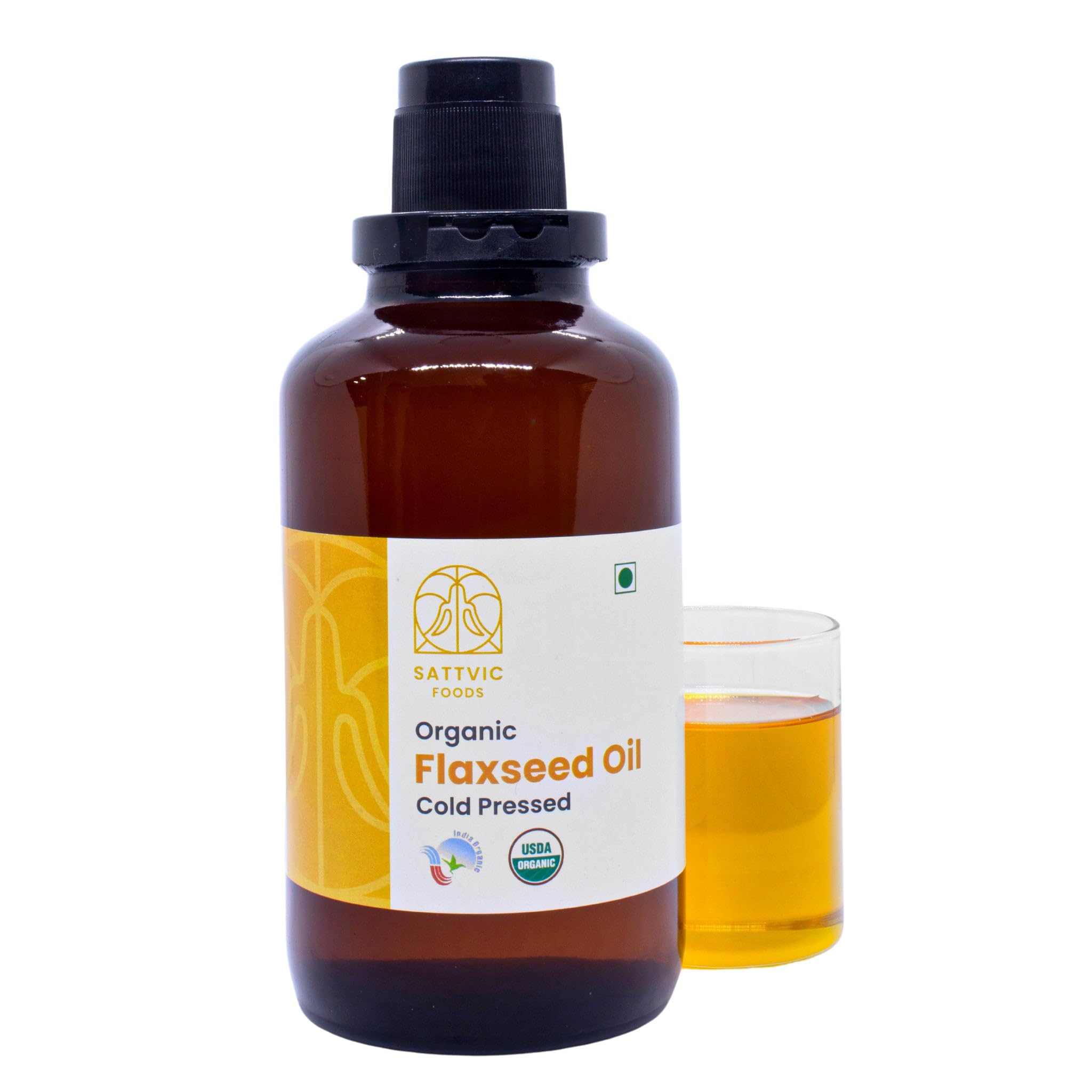Sattvic Foods Flaxseed Oil (500 ml) | Certified Organic, 100% Pure, Richest Source of Omega-3 & Cold Pressed | Edible Alsi Ka Tel, Use for Cooking, Hair Growth, and Skin Care | Dark Glass Bottle (B01AC9SCI0) Amazon Price History, Amazon Price Tracker