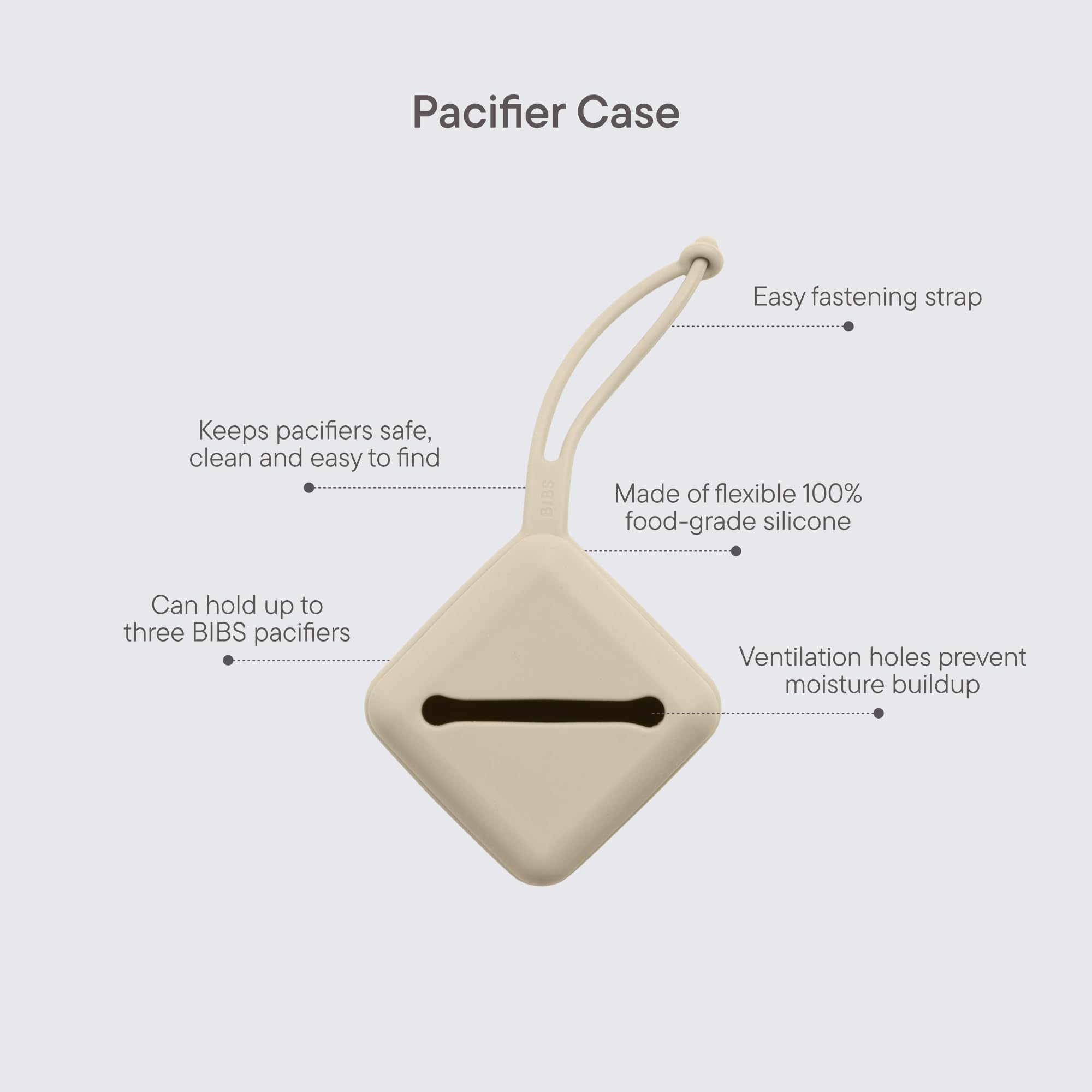 Boîte pour sucettes de BIBS, avec sangle, pour ranger et transporter les sucettes, peut contenir jusqu’à trois sucettes, sans bisphénol A, fabriqué au Danemark.. Pine - 2