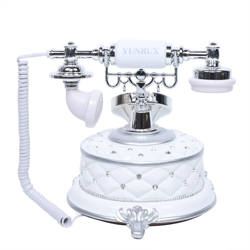 Telefon przewodowy YUNRUX Retro telefon stacjonarny biurko telefon domowy dekoracja stołu telefon biały
