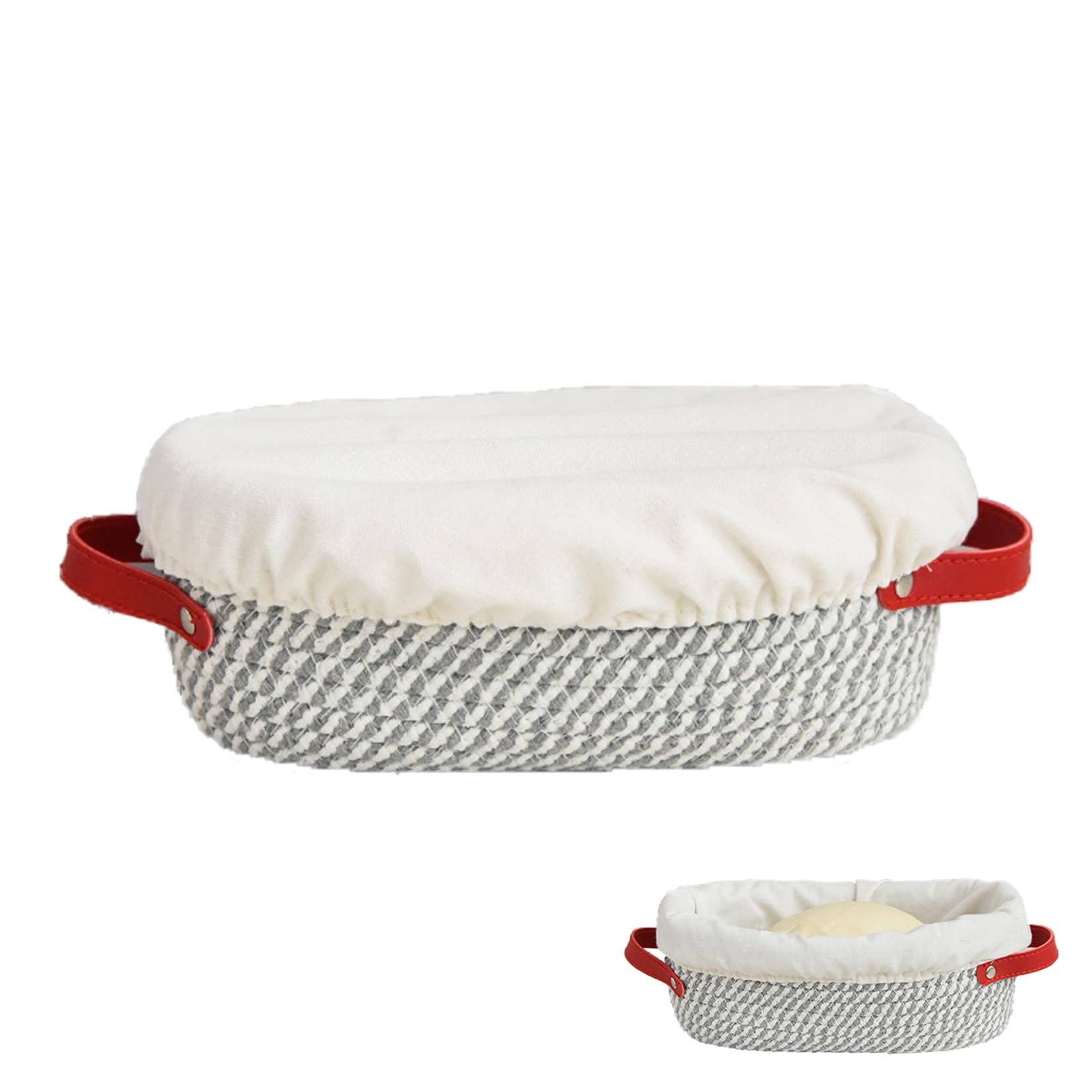 Cotton Rope Banneton Bread Proofing Basket Set - 9 10 Inches Round & Oval Bread Baskets With Liners & Covers - Homemade Bread Proofing Basket Sourdough Proofing Basket Supplies (F (1PC Oval))