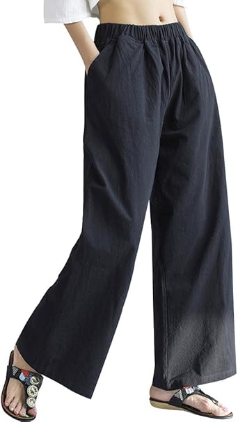 Ladies linen pants with elastic waist Clearance