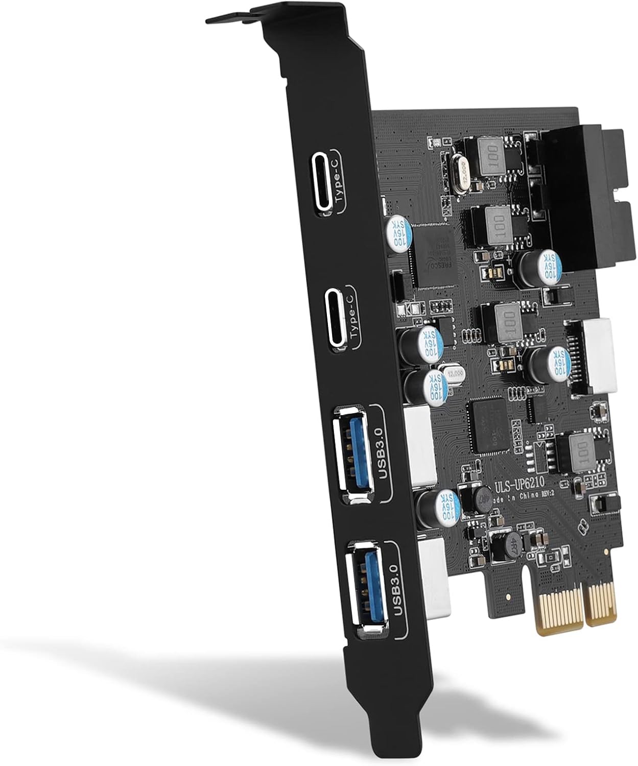 6-Ports USB PCIe Card PCI Express to Type C(2),USB Type-A（2） Expansion Card with Internal 19 Pin Connector/Type E（A-Key） Front Panel Adapter for Desktop PC Support Window and Linux Mac OS-animated-img