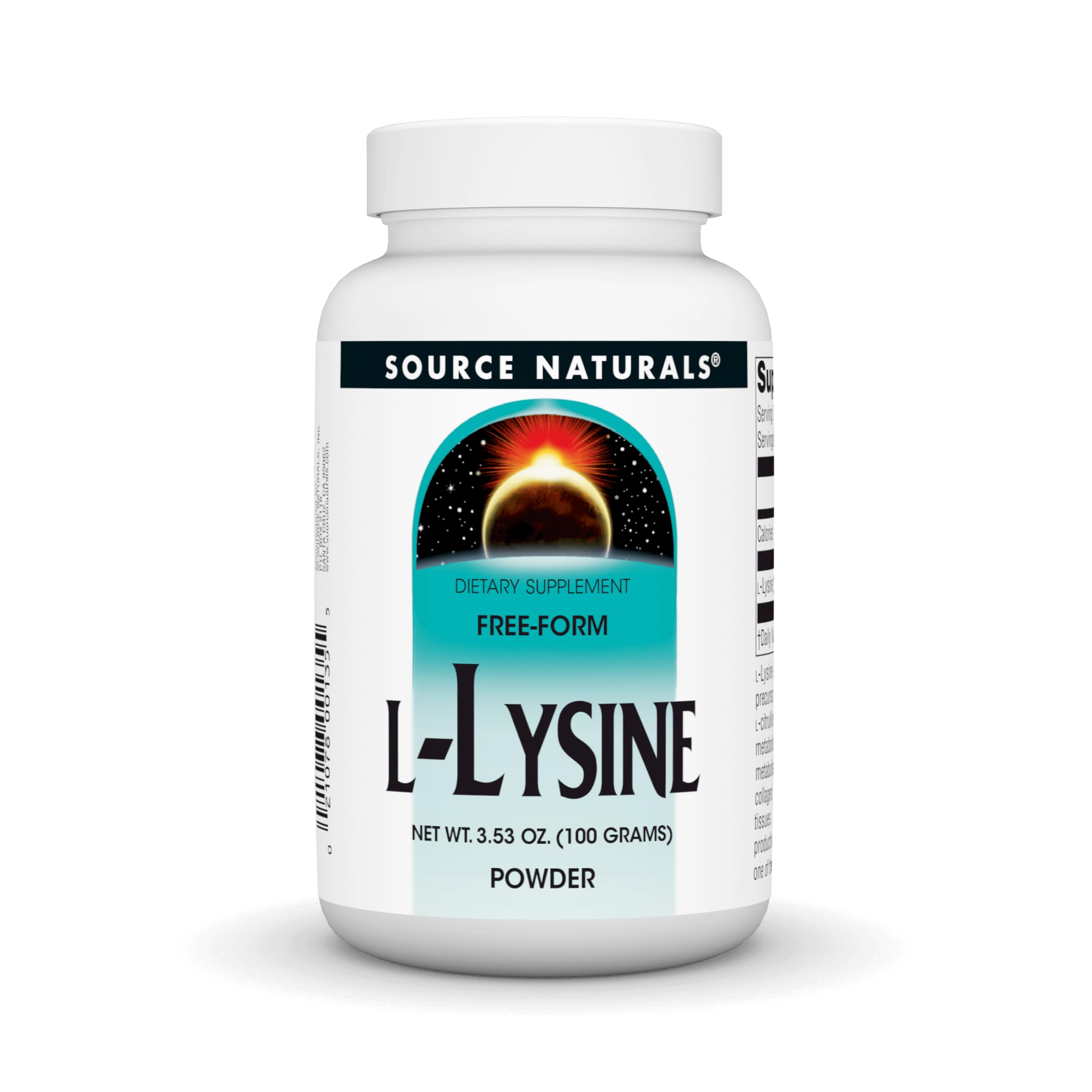 Source Naturals L-Lysine Free Form Powder -Amino Acid Supplement Supports Energy Formation Collagen - 100 Grams
