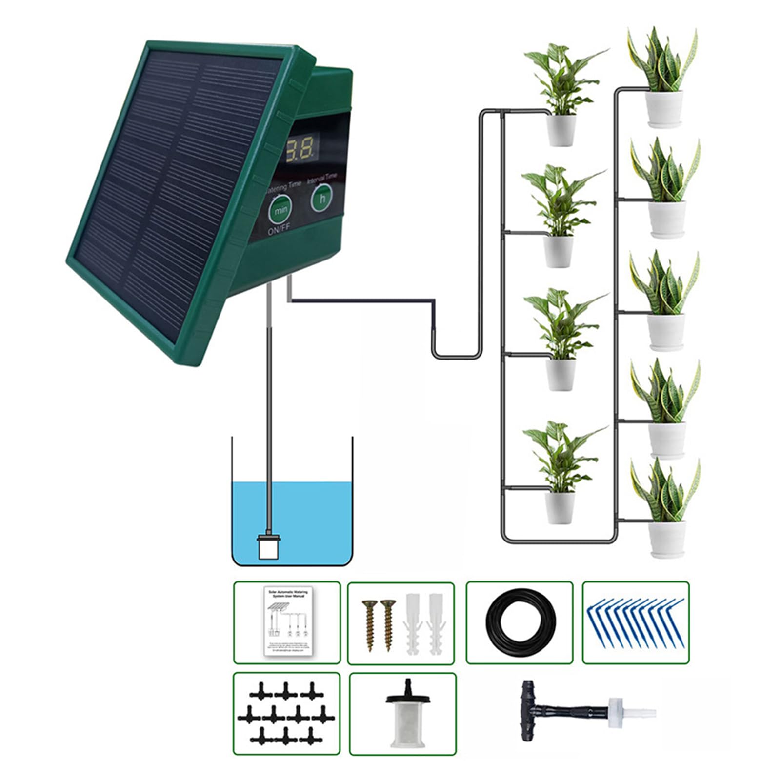 Cocoarm di Irrigazione a Goccia Automatico Ad Energia Solare con Timer di Irrigazione Efficiente per Piante in Vaso da Giardino, Facile Installazione per Principianti e Appassionati di Giardinaggio