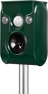 FAYINWBO Latest in 2022 Ultrasonic Animal Repeller.Cat Repellent Outdoor ,Solar Animal Repeller. with Flashing LED Lights Siren Green T01 0