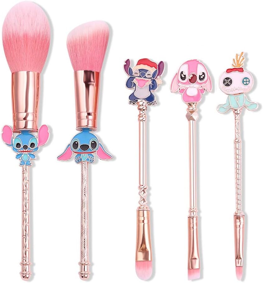 Dilla Beauty 5 Pieces Interstellar Baby Stitch Theme Makeup Brushes Set Best Gift for Girls