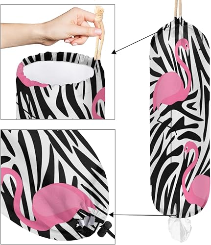 Miniatura 4 de Soporte para bolsas de plástico flamencos, soporte reutilizable para bolsa de comestibles, dispensador de bolsas de plástico colgantes para