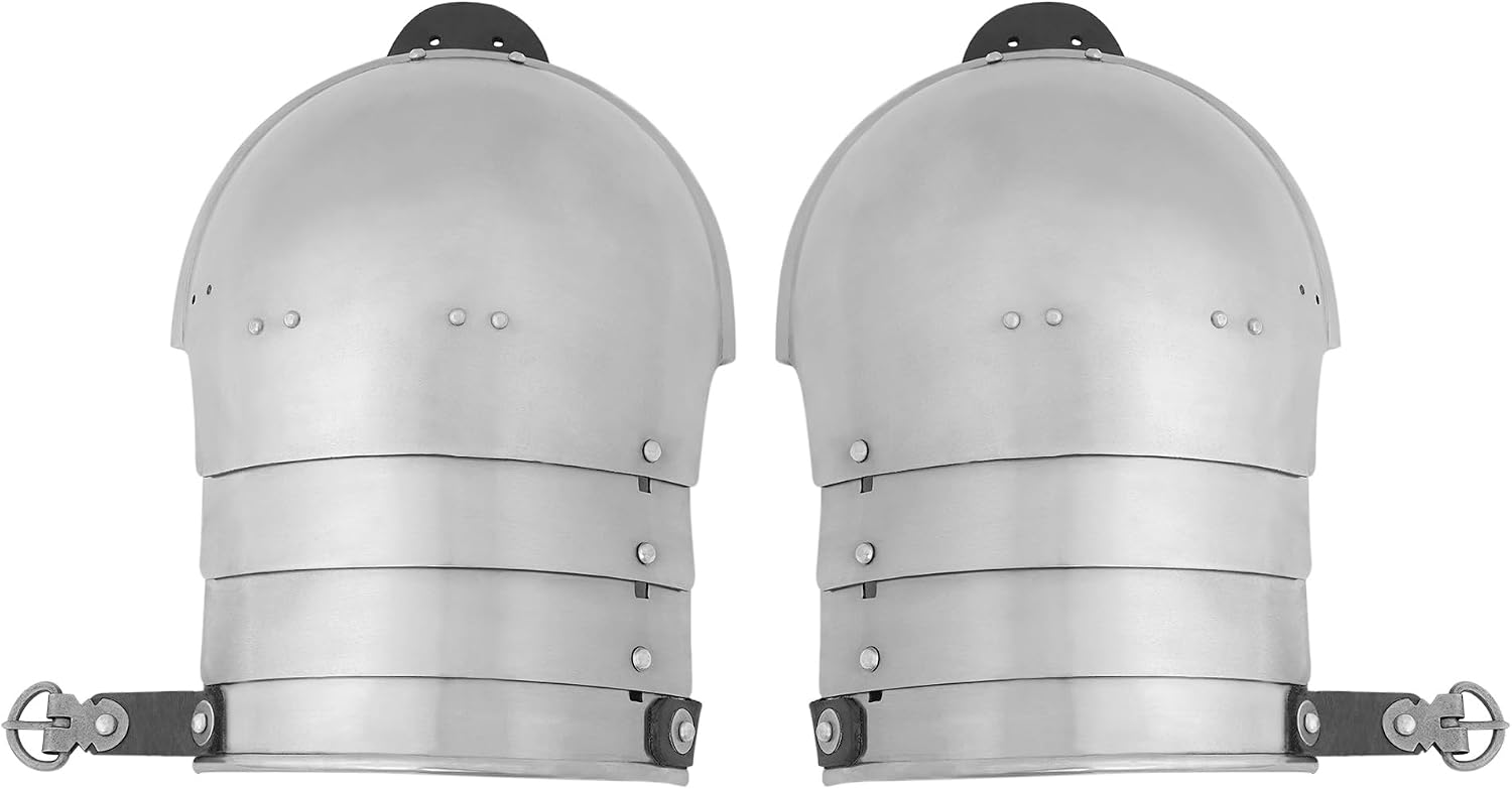 Lord of Battles Medieval Knight Steel Pauldrons – 16 Gauge Classic Shoulder Armor for LARP, SCA Combat, and Costumes