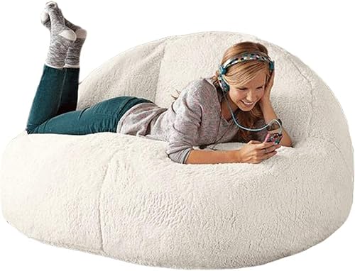 Miniatura 3 de DLOETT - Juego de puf de terciopelo de cordero grande, sofá cama perezoso sin relleno, taburete esquinero para niños y adultos, cojín esponjoso