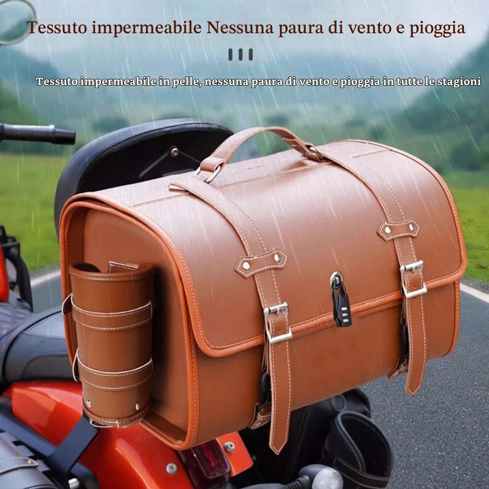 Bauletto per Harley Davidson Softail Custom 1986-2018, Grande Capacità Valigia Moto Impermeabile Portatile, Baule per Il Casco, B Black