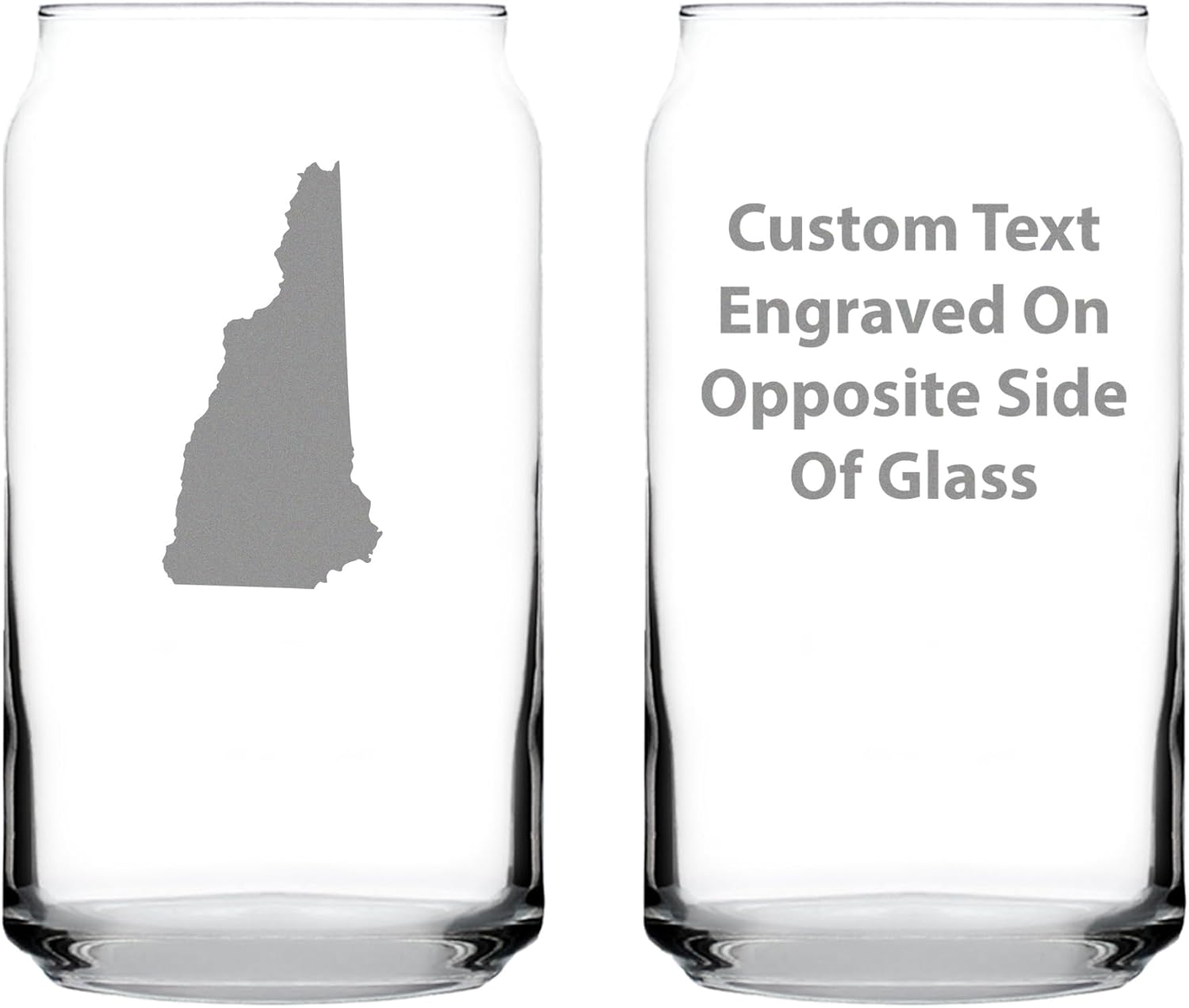 Bevvee New Hampshire State Outline Beer Can Pint Glass - State Themed Drinking Decor and Gifts for New Hampshirite Women & Men - Set of 2-16 Oz Glasses