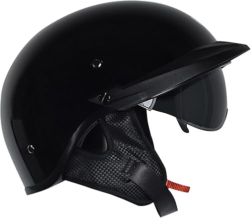 Miniatura 2 de CHCYCLE Medio casco de motocicleta para hombres y mujeres con protector solar, casco de motocicleta vintage para motocicleta Cruiser Scooter