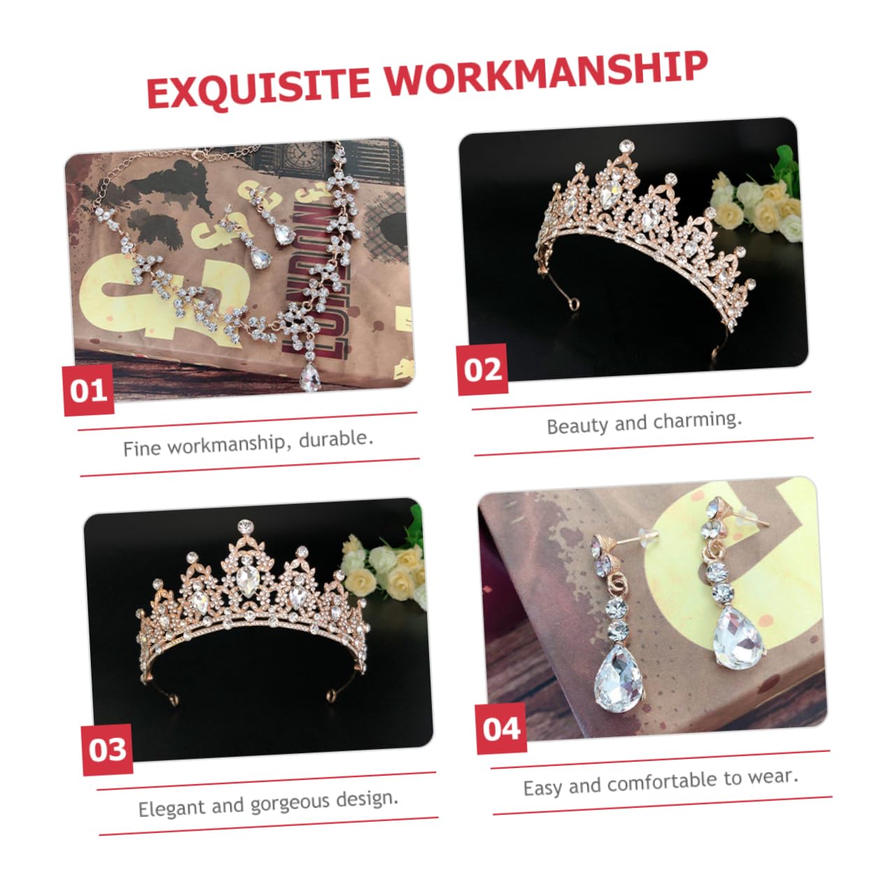 necklace 1 zestaw łańcuszek z koroną na naszyjnik kryształowe kolczyki biżuteria dla panny młodej ślubne nakrycie głowy tiara ślubna necklace