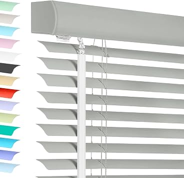 1" Mini Blinds for Indoor Windows Aluminum Light Filtering Horizontal Window Blinds & Shades, Custom Size Persianas para Ventanas for Home Windows Blinds Cordless 20" 32" 40" 48" 60" 64" Gray