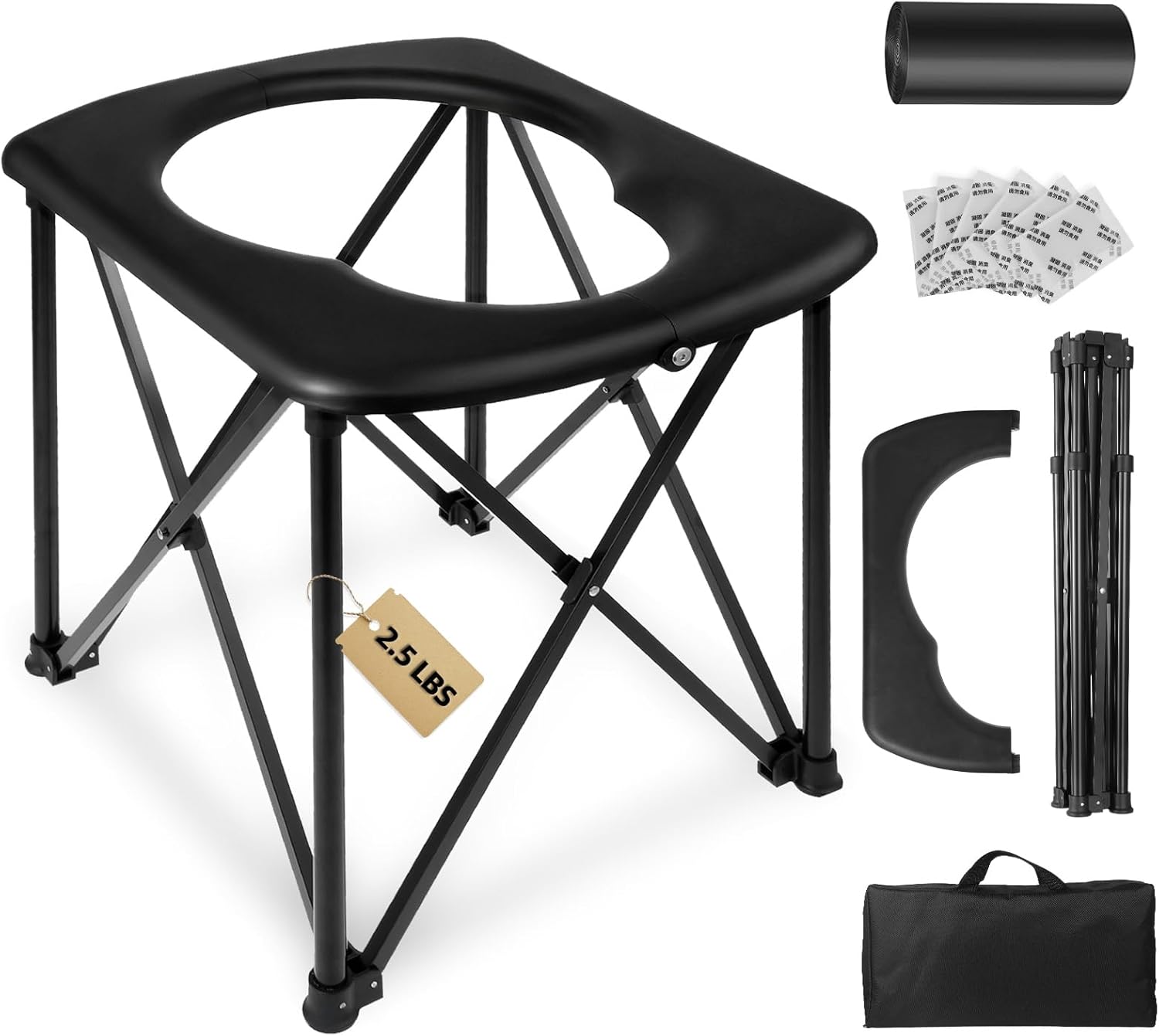 15.6'' Portable Toilet for Adults, Ultralight Portable Potty 2-Second Setup,2025 Upgraded Camping Toilet, Compact Design for Hiking, Car Travel, Truck, RV, Boating, Road Trips, Outdoor Use