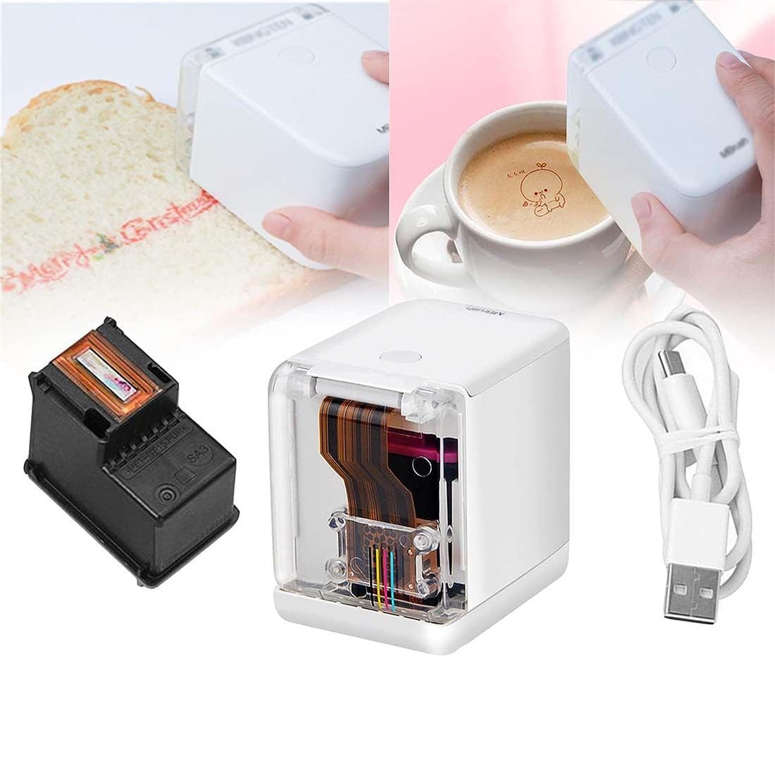 Impresora Eléctrica De Café Latte Art, Mini Impresora Portátil, Impresora Portátil De Tinta Comestible Para Alimentos, Para Pan, Café, Amantes De La Comida, Arte, Cocina, Helado