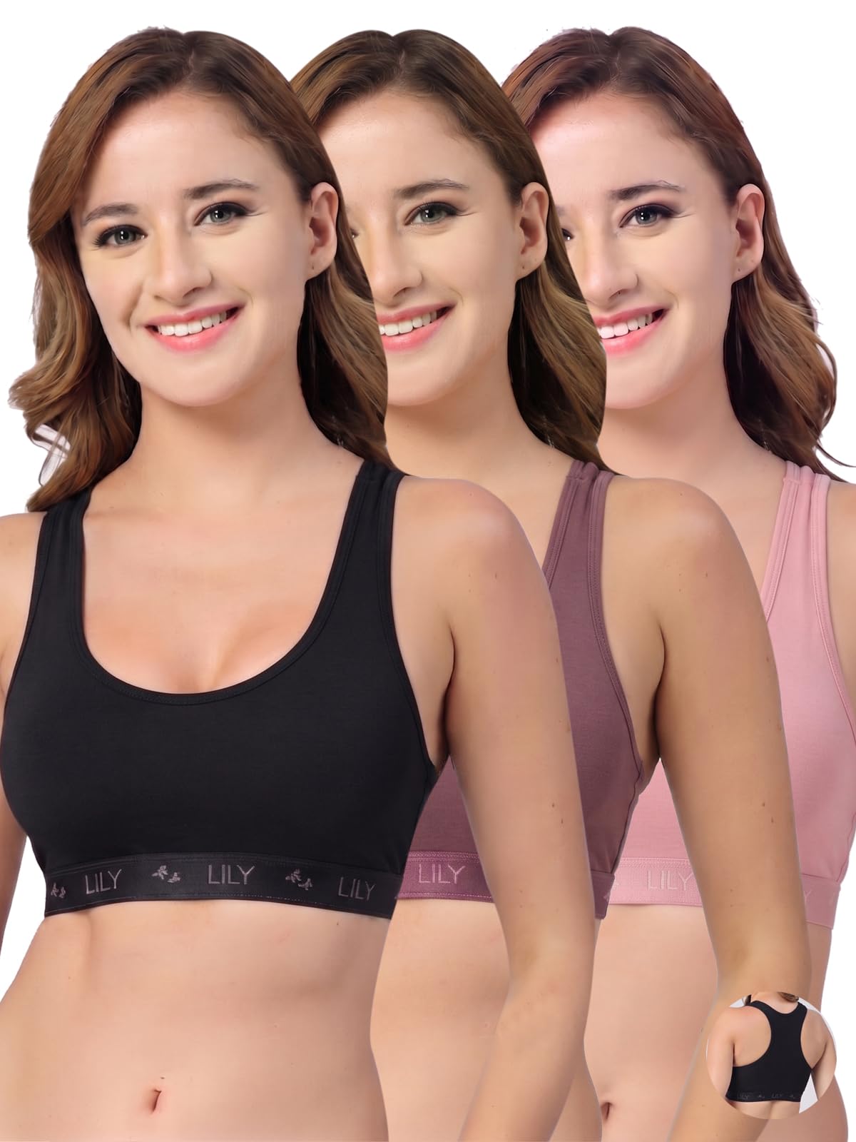 lily Black, Onion, Pink Seamless Non Padded Wireless Sports Bra for Womens-picture-20