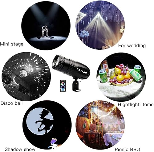 Miniatura 6 de Luz Pinspot con control remoto, foco de bola de espejo súper brillante, mini 15 W RGBW LED Spot Lights Iluminación efecto escenario, mejor para DJ,