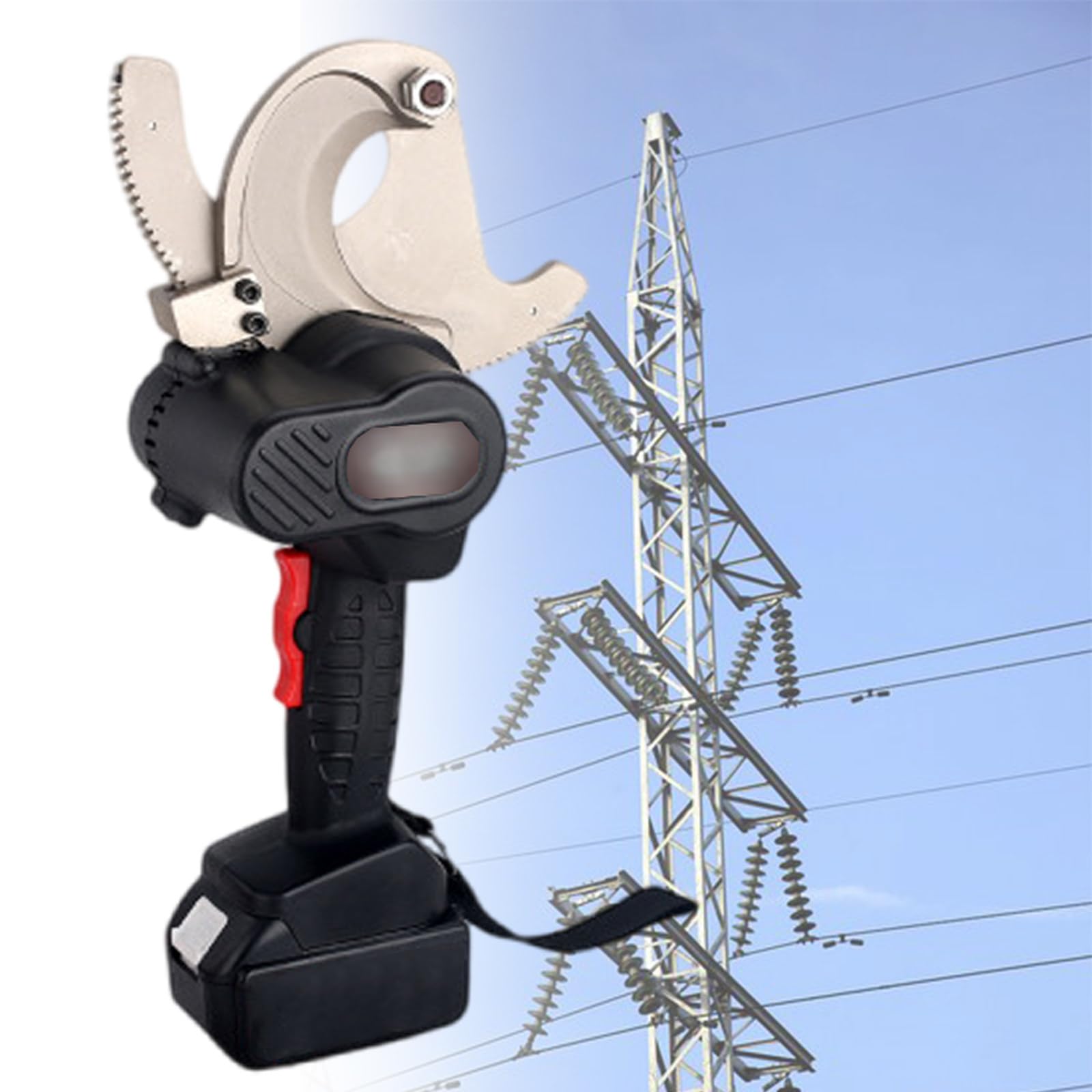 Tagliacavi Elettrico, Strumento per Tagliare Fili, applicabile a Cavi in al e Cu/al ≤50/65/75mm, con Alimentatore al Litio da 4,0 Ah, 60,60
