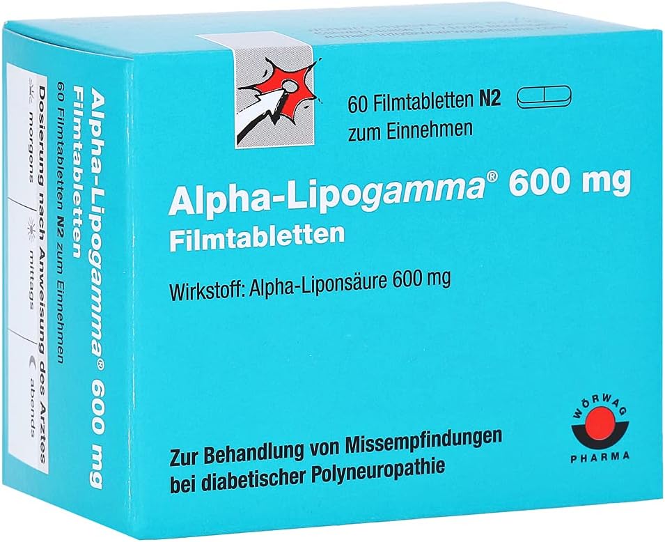 Alpha Lipogamma 600 mg Film-Coated Tablets Pack of 60
