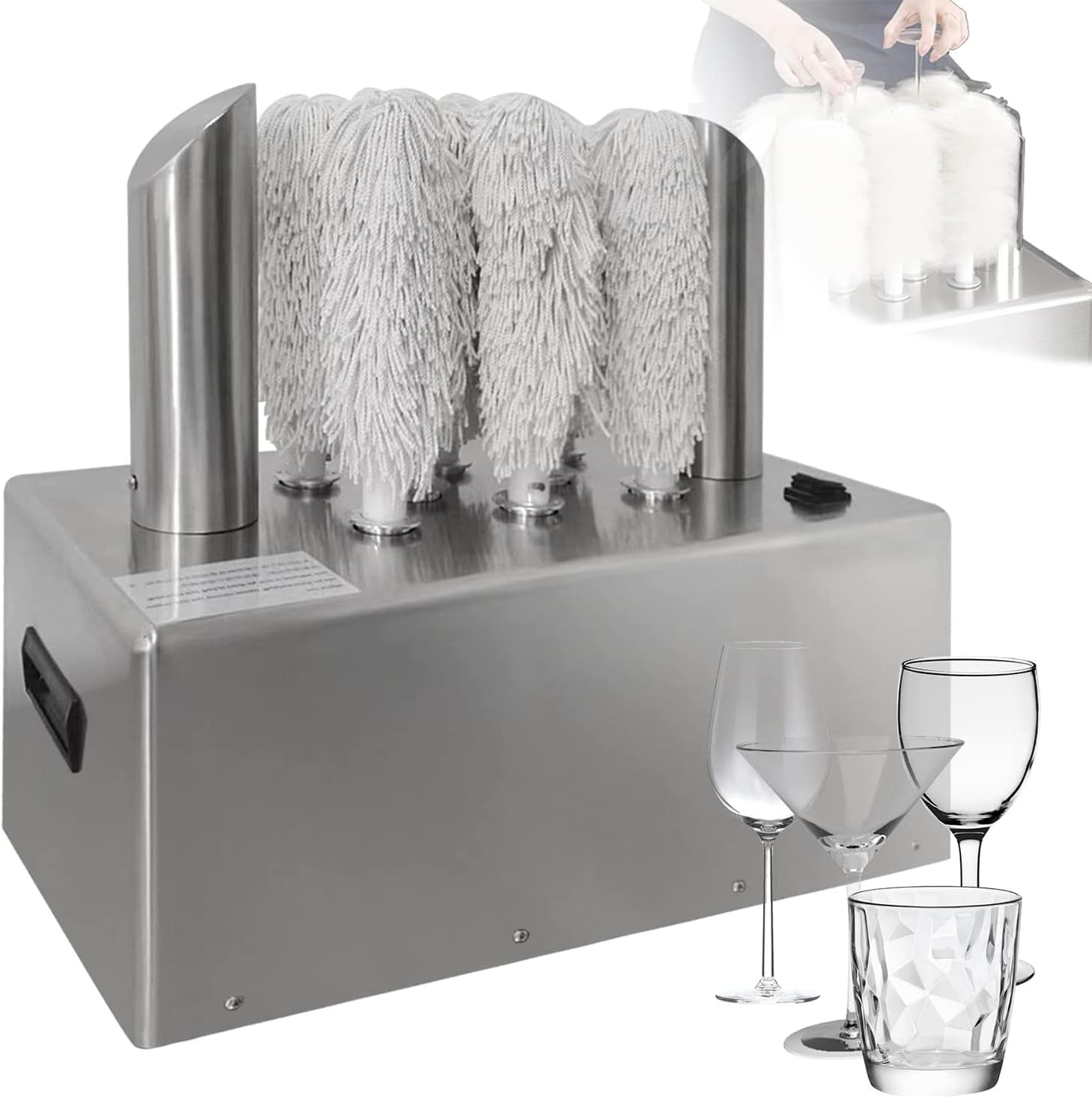 Electric Wine Glass Polisher and Dryer, Hot Air Drying Machine for Bars and Hotels, Commercial Grade Wine Glass Cleaning Equipment