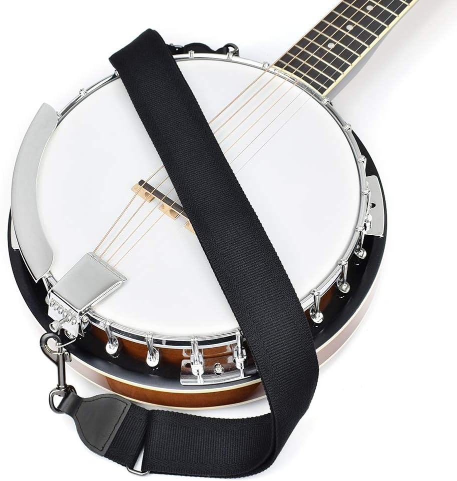 CLOUDMUSIC Banjo Strap Guitar Strap For Handbag Purse Jacquard Woven With Leather Ends And Metal Clips(Black)