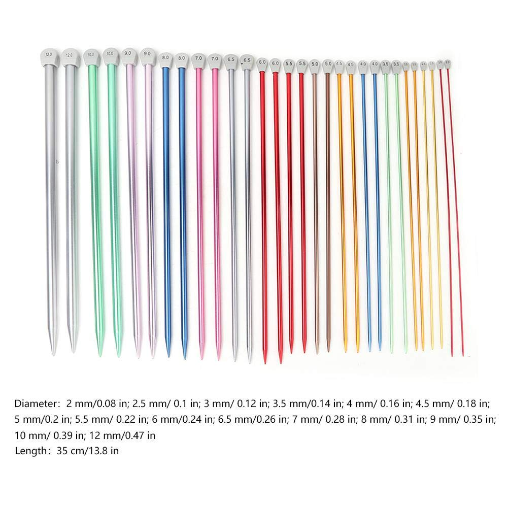 Jeu d'aiguilles à Tricoter, 15 Paires, Aiguilles de Fils de Pull, Oxydé Coloré