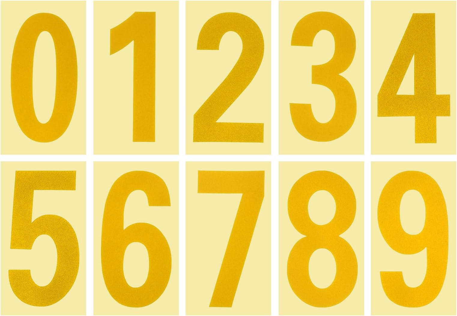 PATIKIL 4.13 Inch Reflective Mailbox Numbers Sticker, 3 Set 0-9 Vinyl Waterproof Self-Adhesive Address Number for Mailbox, Window, Door, Golden