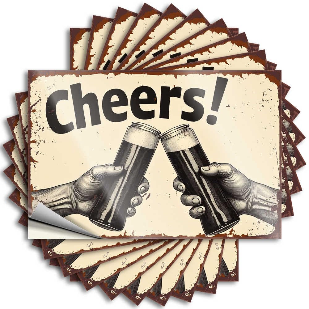 Decals - Tiny Case Cheers! Celebration with Two Glasses of Dark Liquid for Dart Fall Door Decorations(6X9CM)
