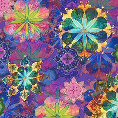 Vibrant Layered Flowers Quilt Fabric by Robert Kaufman - Premium Cotton for Quilting and Crafting
