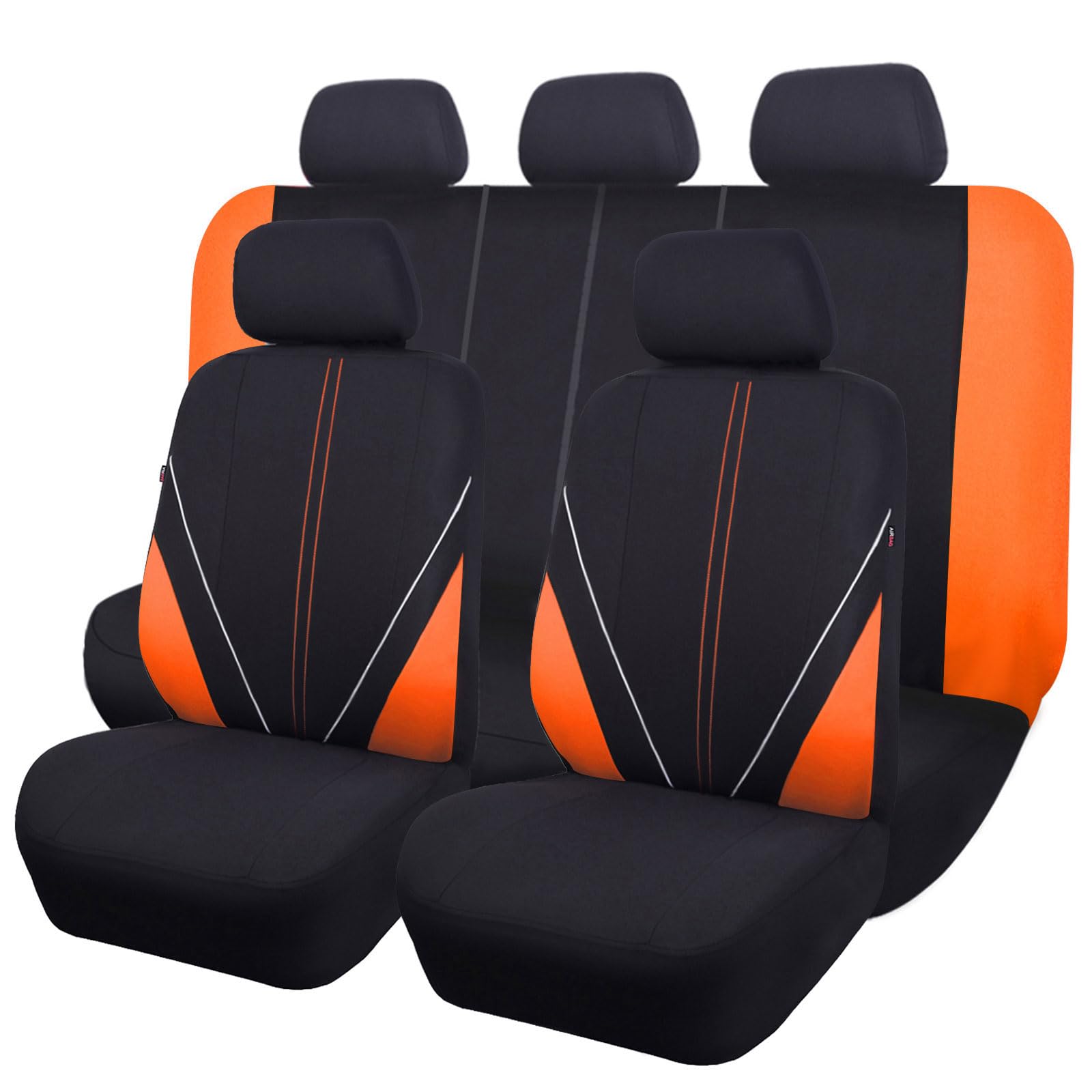 Flying Banner Set completo di coprisedili universali per auto, in tessuto a rete traspirante, compatibili con airbag (nero e arancione)