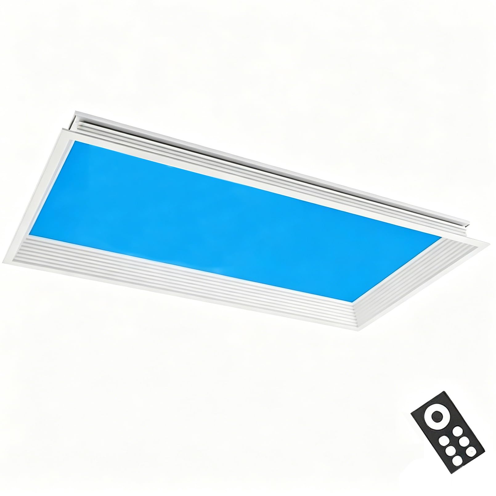Panel De Luz De Ventana Falsa con Control Remoto, Lámpara De Techo LED Inteligente Luz Azul del Cielo Que Simula El Efecto De La Luz Natural, Atenuación Continua, para Áreas Sin Ventanas, Oficina