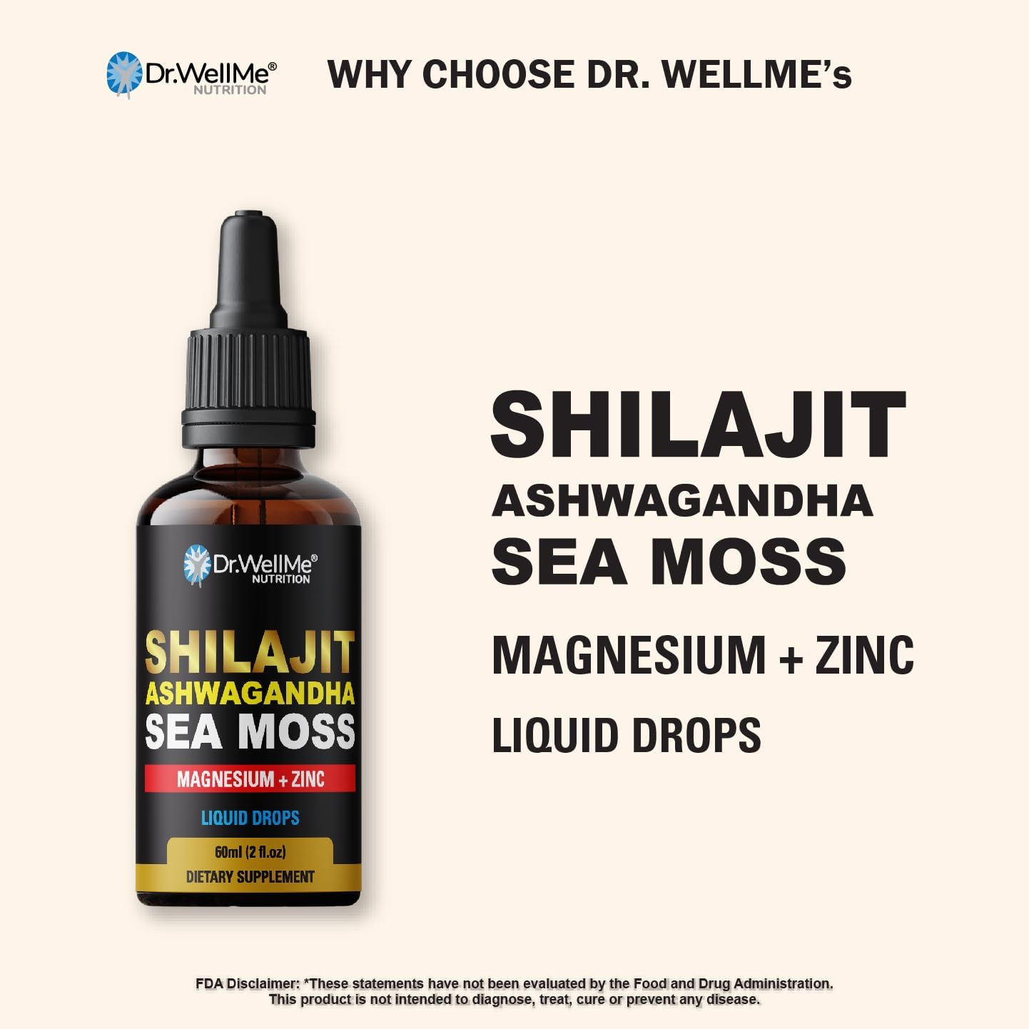 Dr.WellMe Shilajit Ashwagandha Sea Moss Safed Musli & Shatavari Liquid Drops –2 fl oz for Natural Energy, Immune Boost, Stress Relief, Detox, Joint & Muscle Health - Image 5