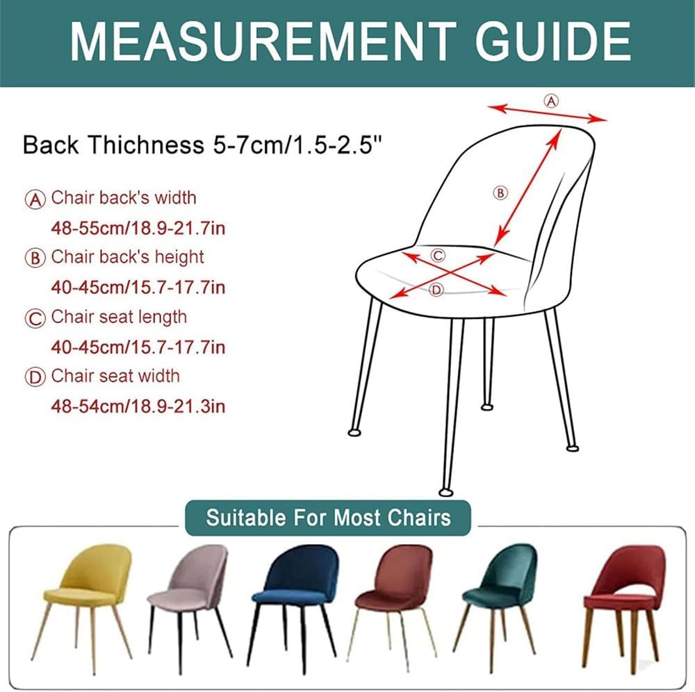 Set of 2/4/6 Stretch Velvet Round Back Dining Chair Cover Slipcovers Removable Curved Short Back Armless Chair Protector Cover for Living Room Kitchen(Light Gray,4PCS)