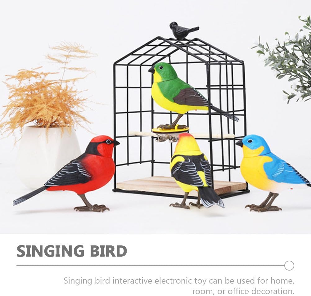 BESTonZON Voice-Controlled Bird Toy for Kids Electric Chirping Small Bird with Finger Clip Realistic Singing Interactive Plastic Play Toy (Random Color)