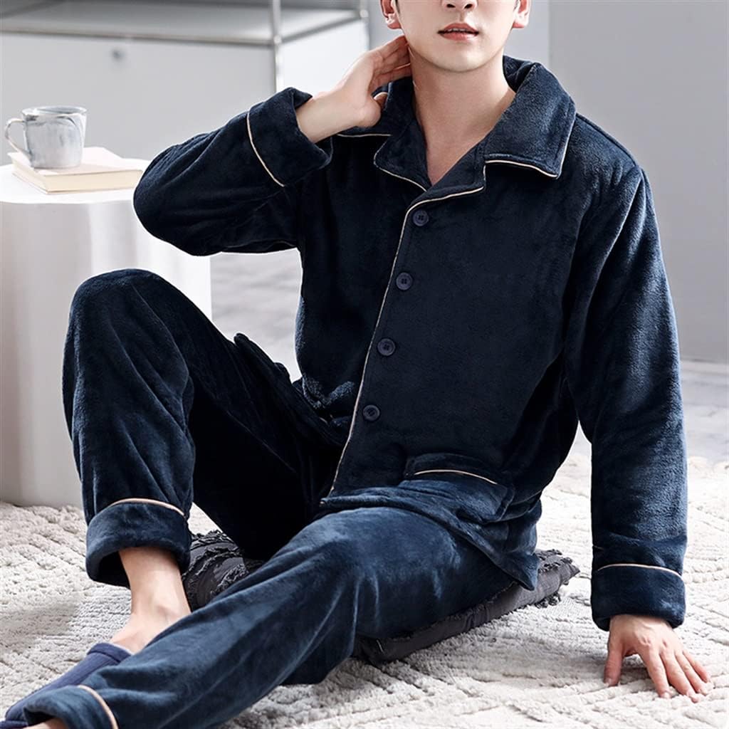 Winter Thickening and Velvet Warm Men's Autumn and Flannel Size Home Clothes