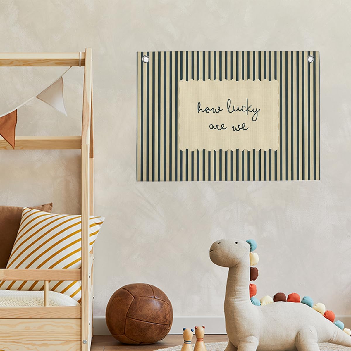 Playroom Wall Decor, How Lucky are You Hanging Flags Banner for Nursery image 4