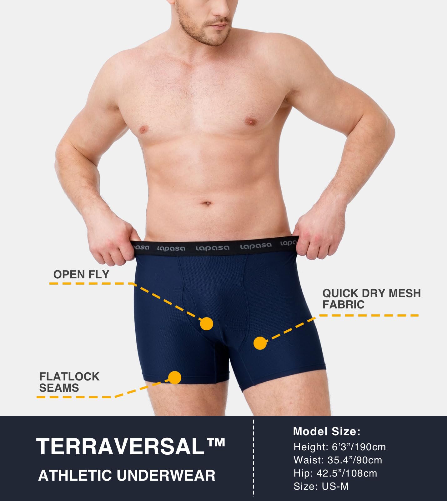 LAPASA Calzoncillos Bóxer Deportivo Hombre (Pack de 2) Secado Rápido y sin Olores Calzoncillo Ligero para Viajar Ropa Interior Senderismo Viaje Sport Transpirable M16