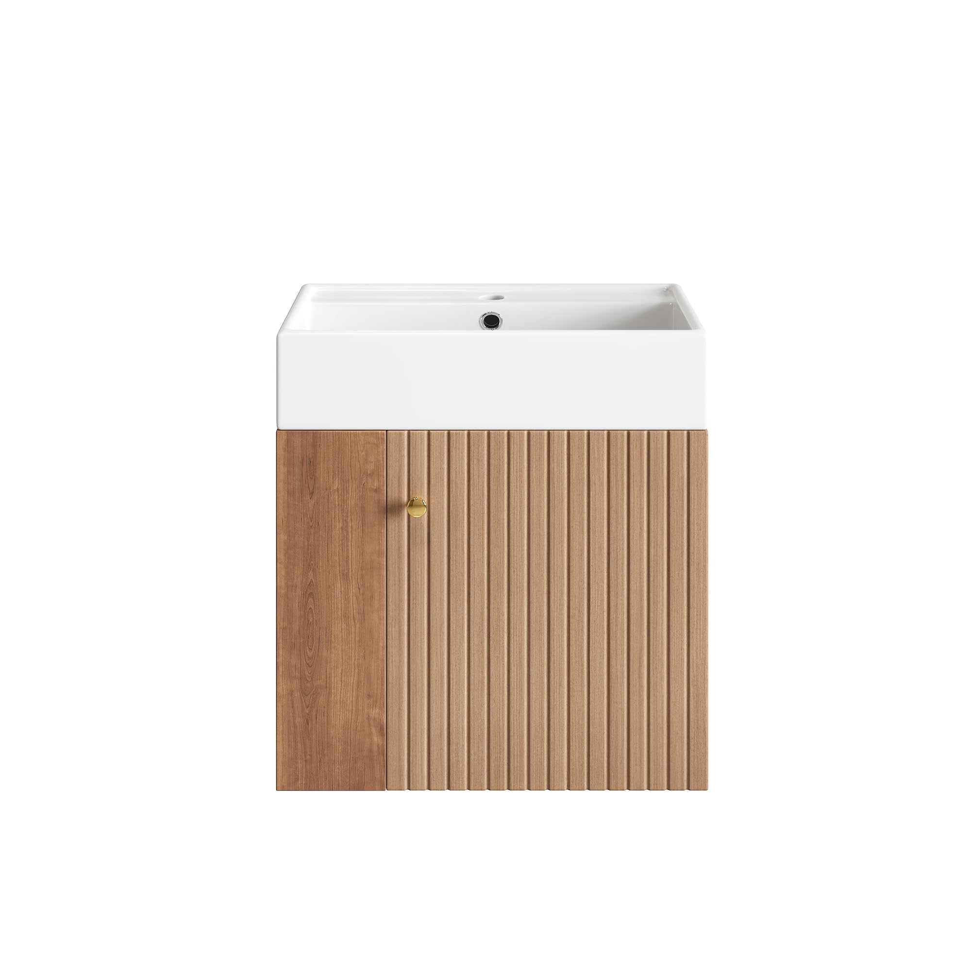 Lcoho Mobile da bagno con mobiletto lavabo, 55 cm, mobiletto per lavabo sospeso, bianco, piccolo mobile per il bagno degli ospiti