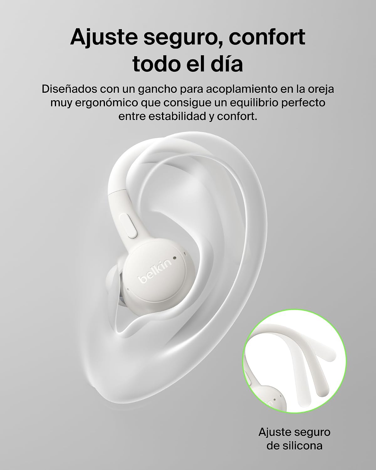 Belkin SoundForm ActiveFit Auriculares Inalámbricos Bluetooth con Micrófono, Carga Rápida USB-C, 36 Horas de Autonomía Total, Resistencia IP54 al Agua, Cascos para iPhone, iPad, Galaxy y Pixel – Beis 5
